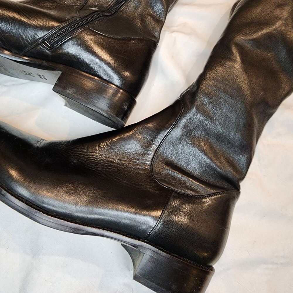 Via Spiga | Boni Over the Knee Black Leather Boots - Picture 3 of 7